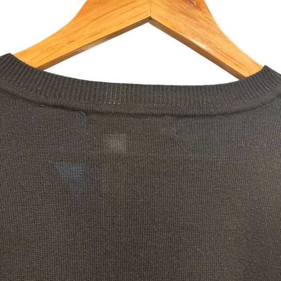 Vintage Greg Norman Men's XL Black 100% Merino Argyle V-Neck Sweater Pullover - Picture 5 of 8